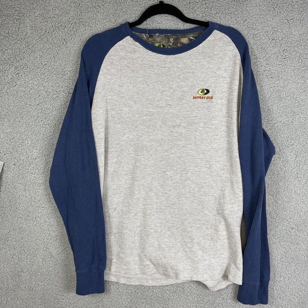 Mossy Oak Shirt Men's Size XXL Long Sleeve Thermal Shirt Gray Blue